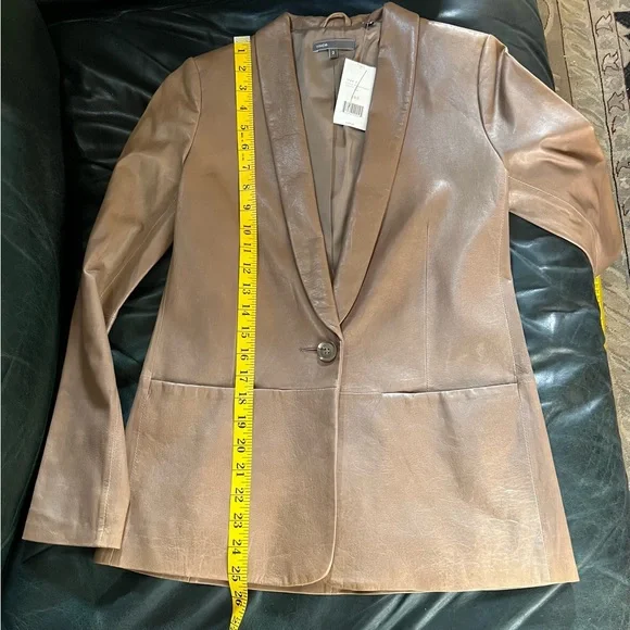 VINCE Leather Blazer jacket lamb skin taupe color, NWT
